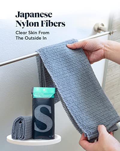 SUTERA - Exfoliating Shower Towel  Premium Japanese Scrub Wash Cloth  Deep Cleanse for Body Face  Microabrasion Duo Fibers Durable Quick Drying  Asian Spa Skin Care Bath Washclose  Extra Long Design - Image 2